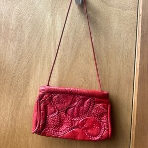Vintage Red Genuine Leather Clutch